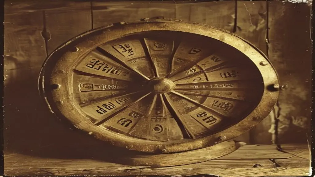 Roda undian kayu bergaya vintage sebagai gambaran undian berhadiah era lawas di Indonesia