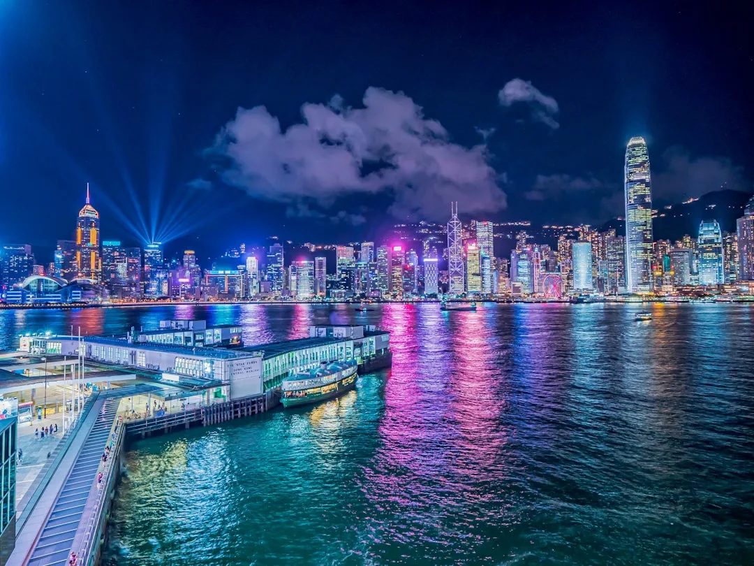 Jadwal draw HK 4D - Hongkong skyline night cityscape, daily draw 22:00 WIB