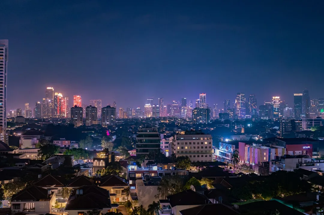 Live draw IDN tercepat - Nusantara Pools 4D landscape Jakarta skyline night Indonesia, synthetic aggregator komunitas